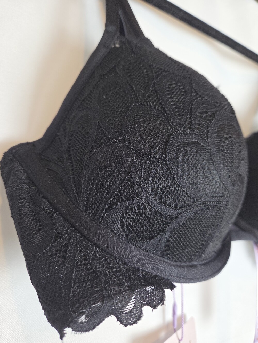 Savage X Fenty Savage Not Sorry Lightly Lined Lace Balconette Bra Black - Picture 3 of 9
